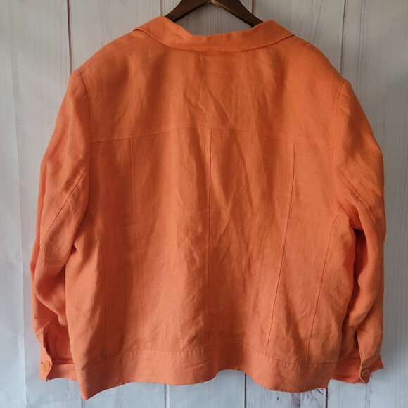 Talbots 100% Irish Linen Orange Button-Down Lightweight Jacket, Women’s 24W EUC - Picture 5 of 10